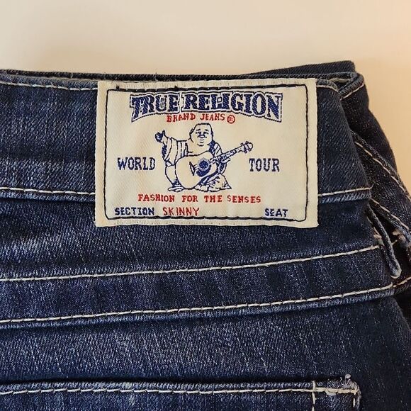 True Religion Jeans Women's Sz 25 Section Skinny Pocket Flap Dark Wash Denim - Picture 4 of 14
